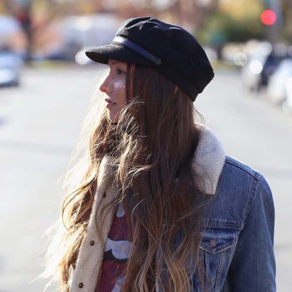 Black Corduroy Baker Boy Cap